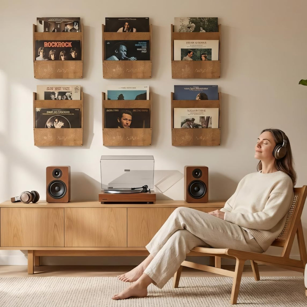 2 Sets Vinyl Record Shelf Wall Mount, Album Record Holder Display, Floating S...