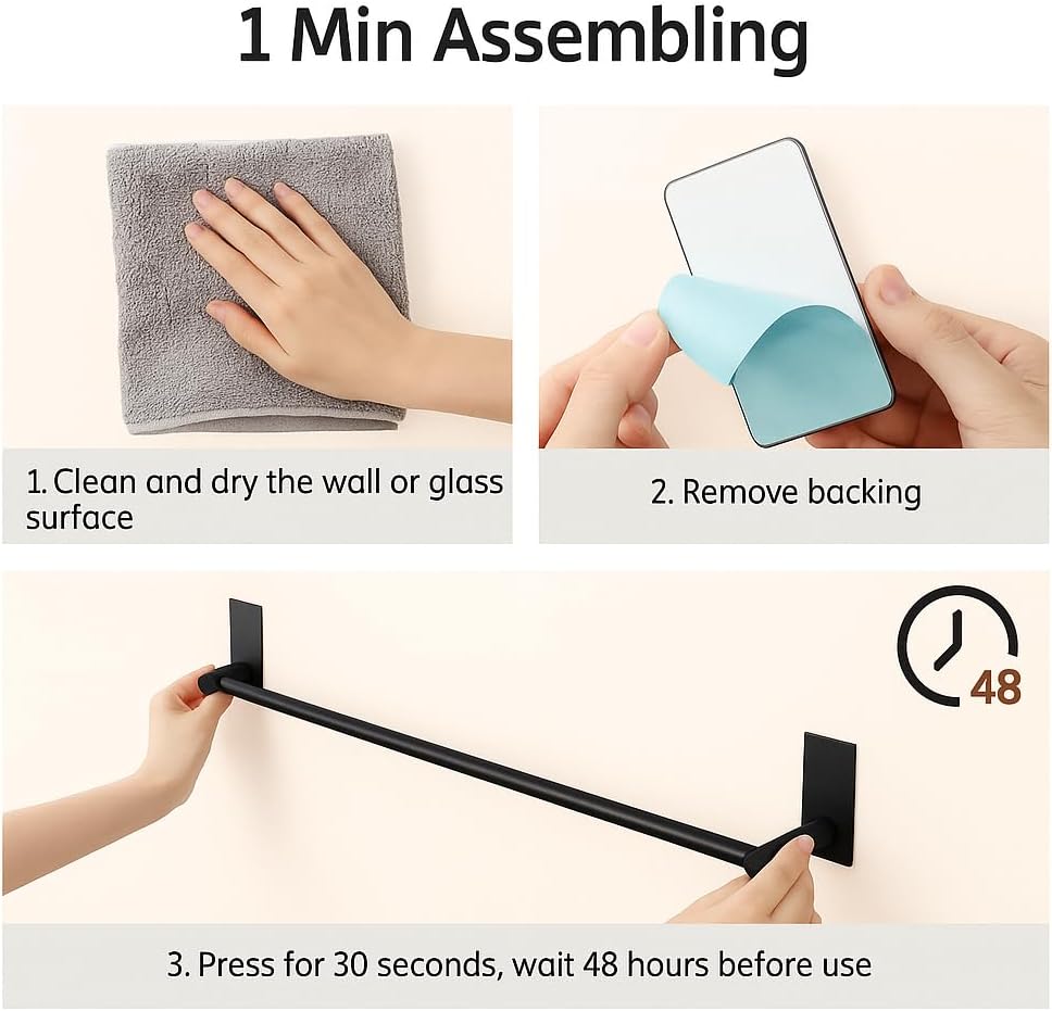 KES 30-Inch Towel Bar for Bathroom Self Adhesive Hand Towel Holder No Drill W...