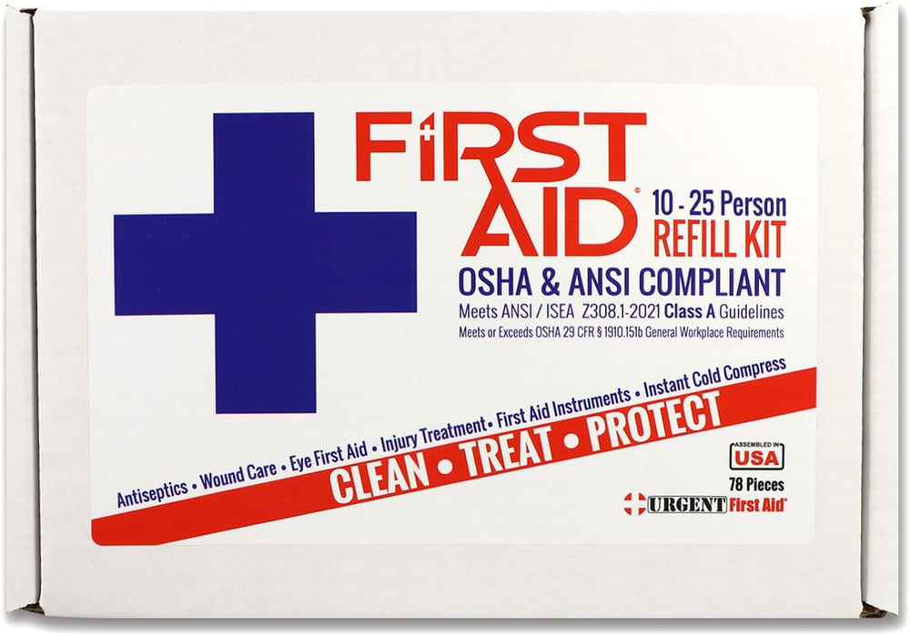 OSHA & ANSI 2021 Class A Refill Kit, 25 Person, 78 Pieces, First Aid Refill