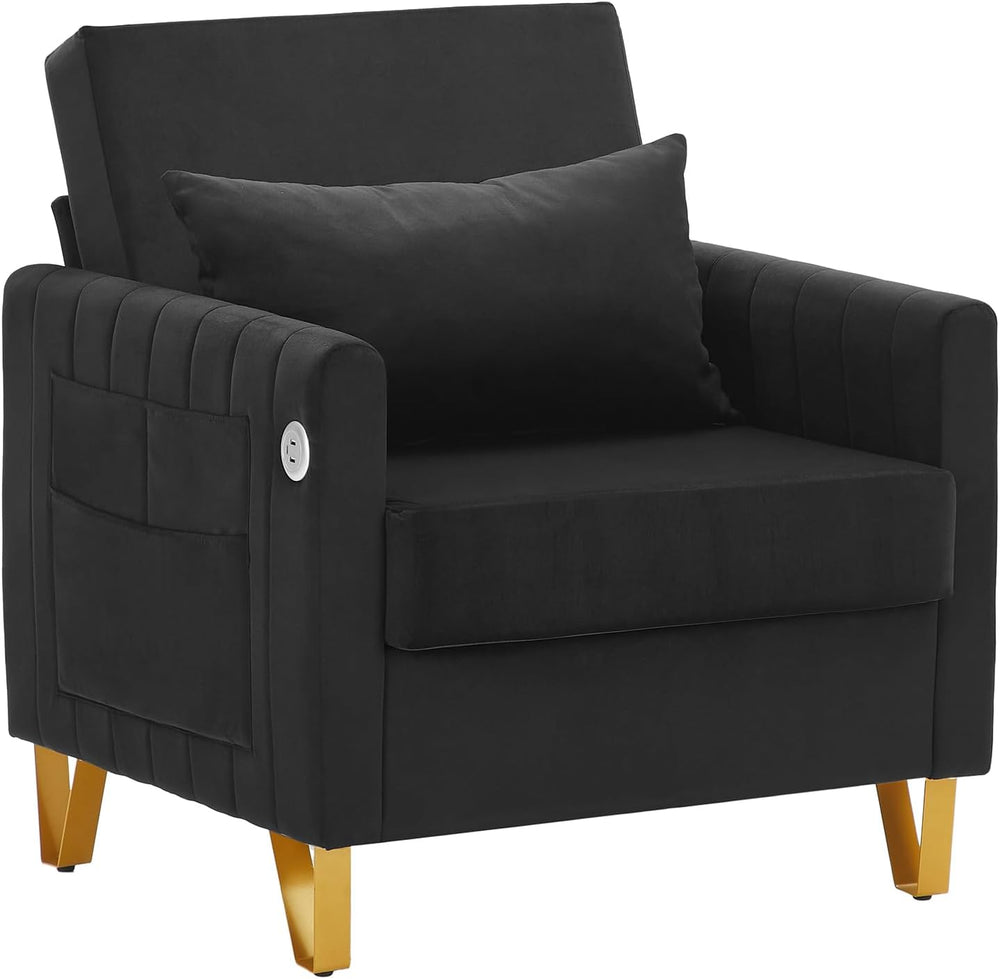 Velvet Accent Chairs, Black Accent Chairs for Living Room Bedroom