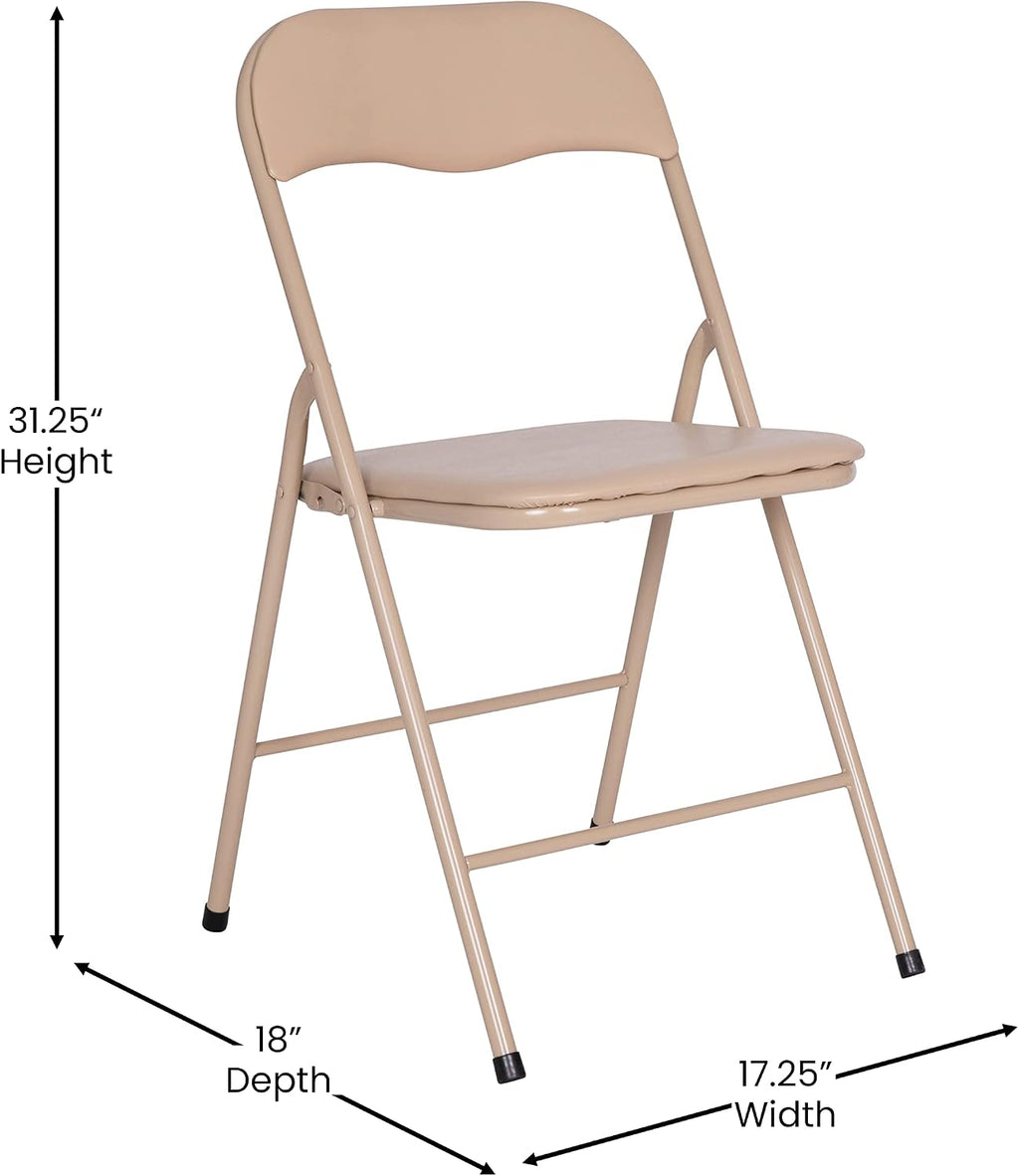 EMMA + OLIVER Tan Square Folding Card Table and Chairs Set for 4 Players
