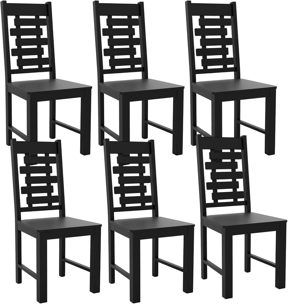 POWERSTONE Wooden Dining Chairs Set of 6, Modern Kitchen Chairs, Black