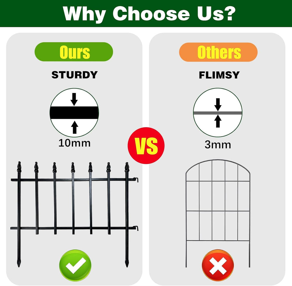 Thealyn 18" H x 22" W Decorative Metal Garden Border Fence, 10 Pane...