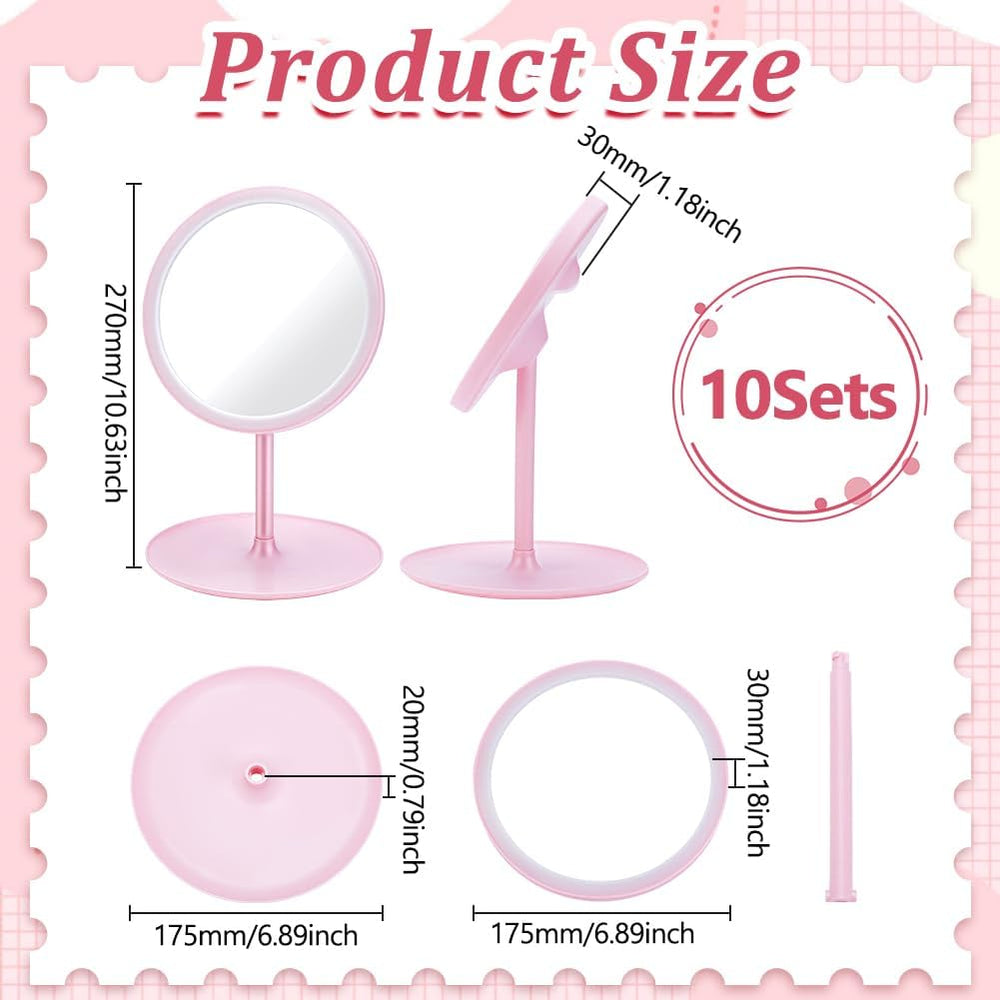 10Pcs Pink Makeup Mirror, Spa Party Mirror Portable Vanity Mirror