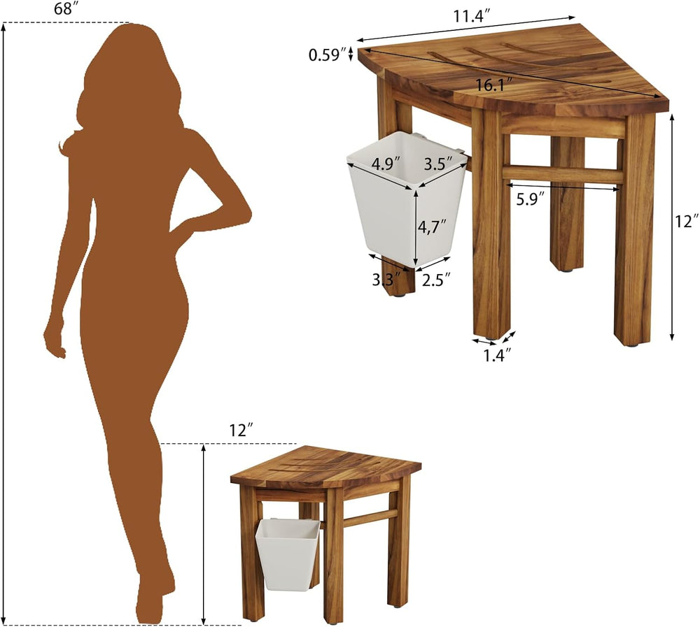 Kiasthome Teak Corner Shower Bench, Waterproof Bathroom Teak Shower Bench, St...