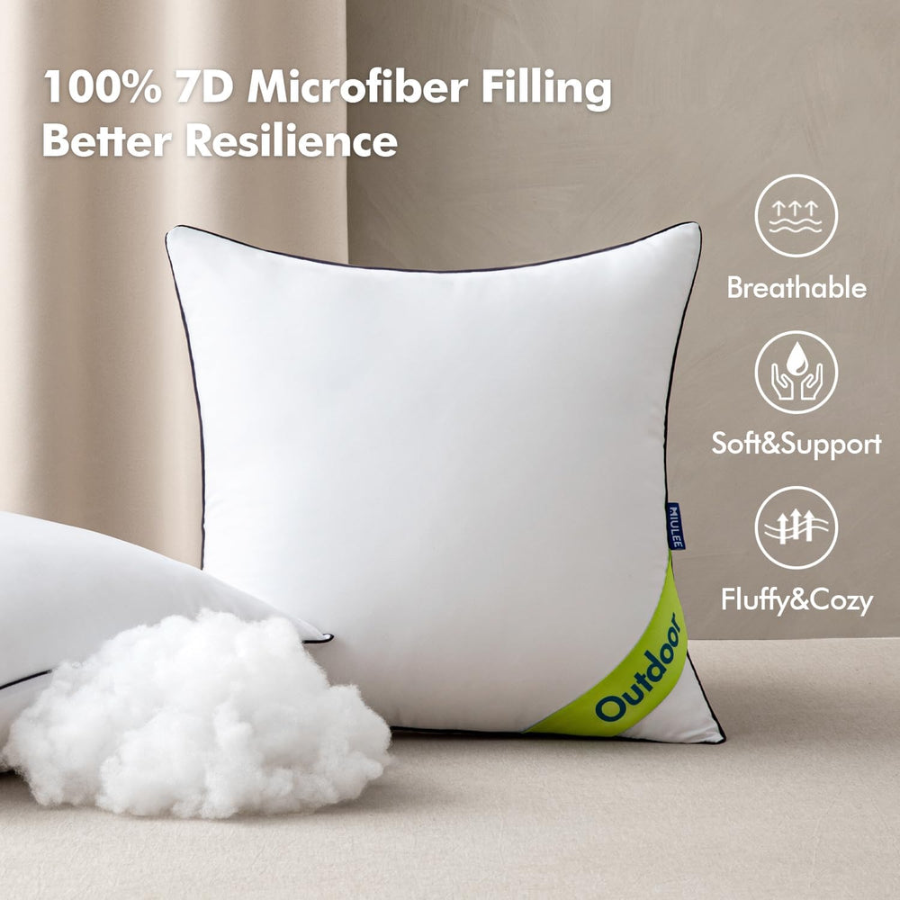 MIULEE 12x20 Outdoor Pillows Pack 4 Waterproof Pillow Inserts