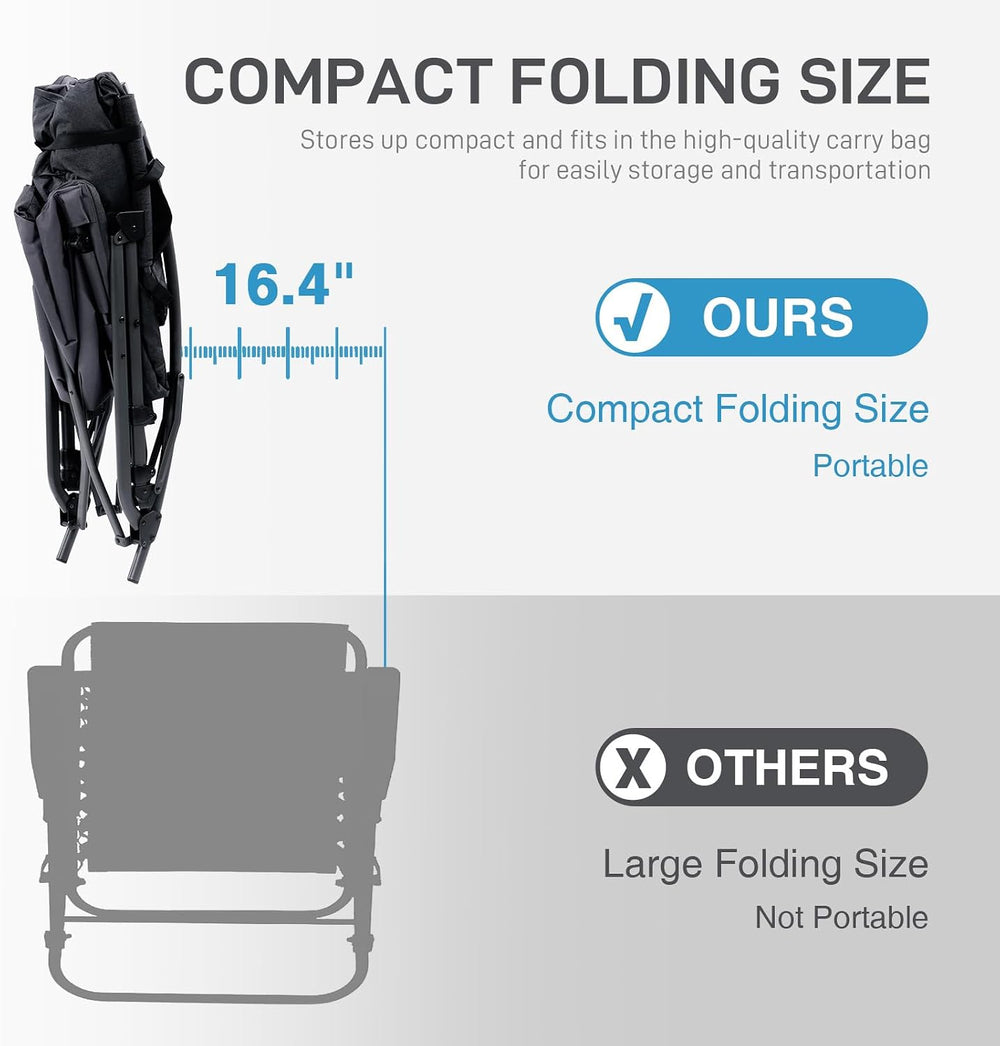 EVER ADVANCED Oversized Folding Rocking Camping Chair, Padded
