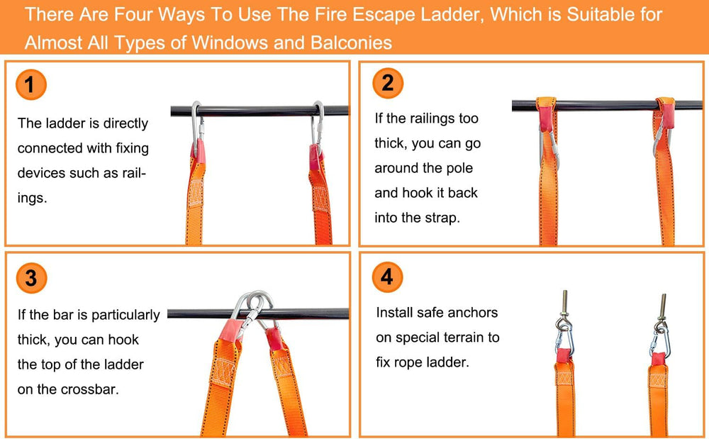Fire Escape Ladder 3 Story, 26.2 Feet Emergency Ladder Rope Ladder
