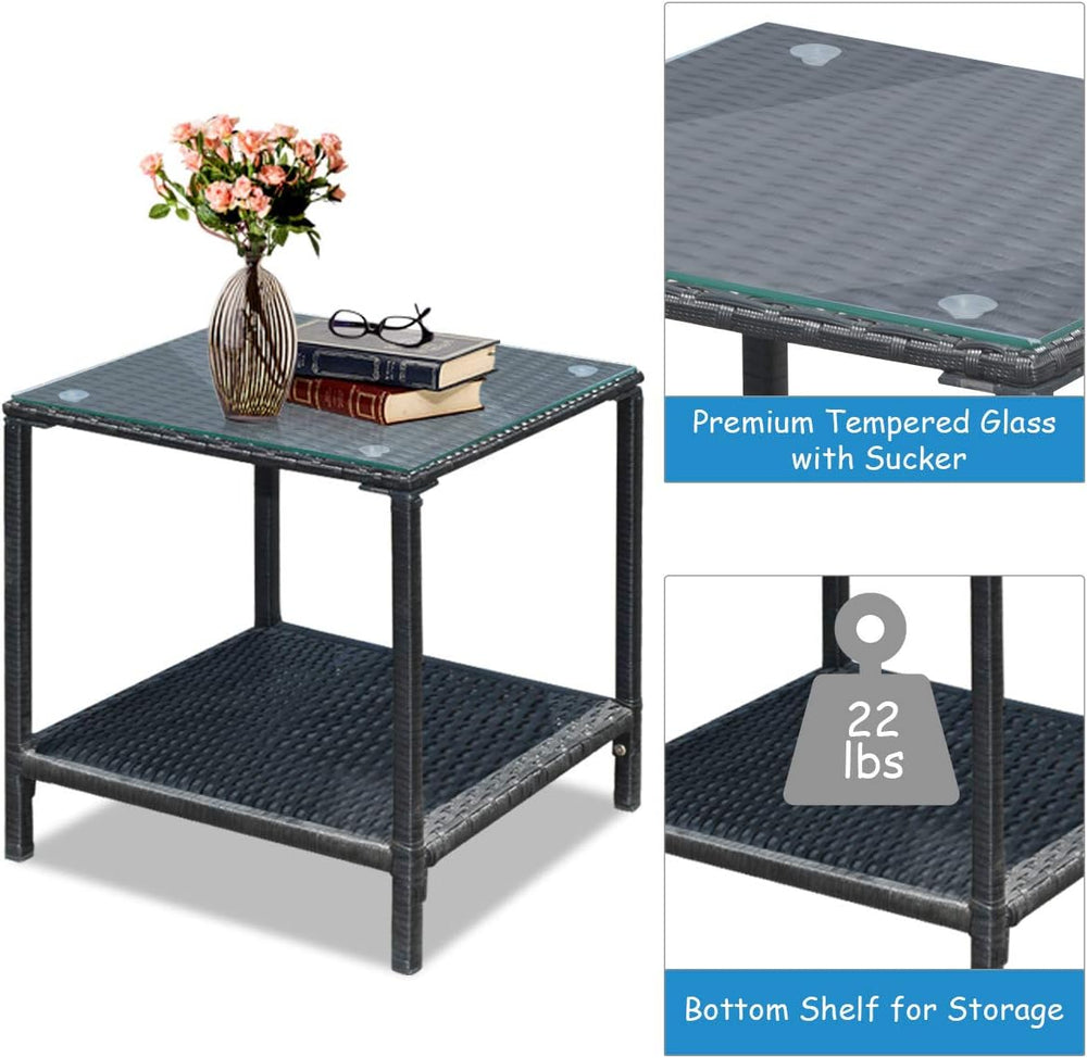 Tangkula 3-Piece Patio Rocking Bistro Set with Soft Cushions, Turquoise