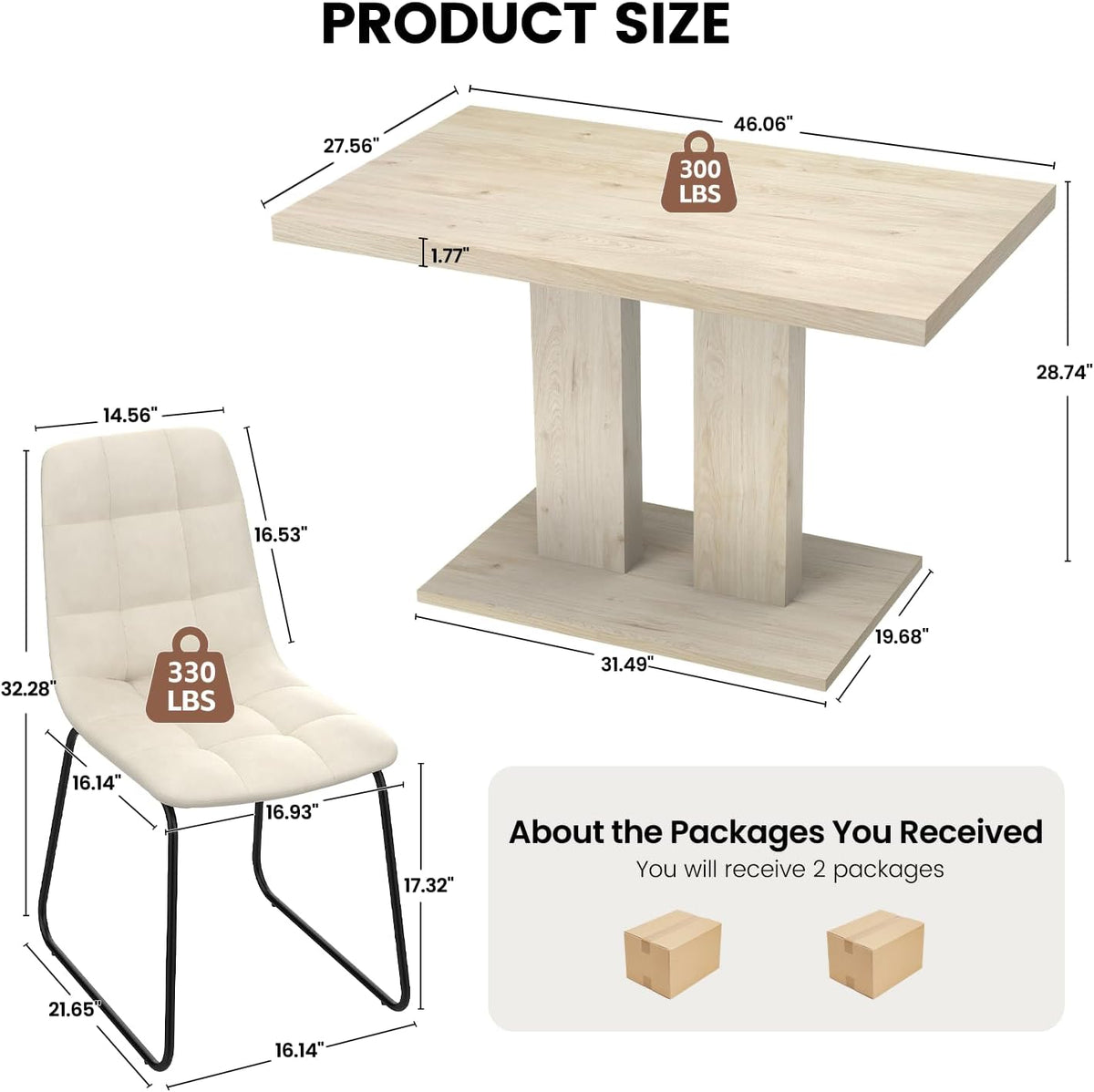 modern dining table set for 4, 46" pedestal shown in use