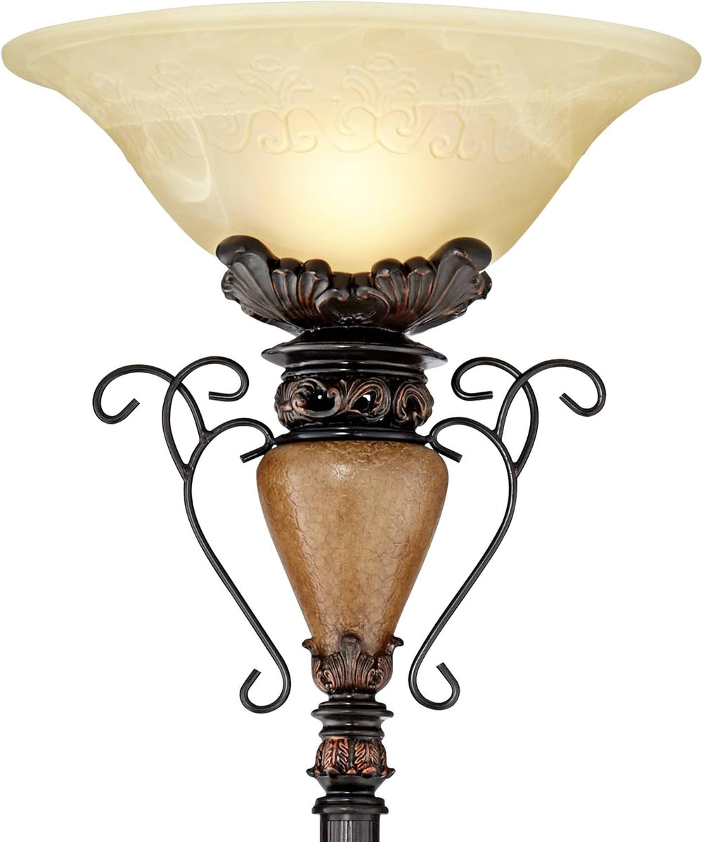 Ludo 72" Tall Bronze Crackle Tree Torchiere Floor Lamp Living Room