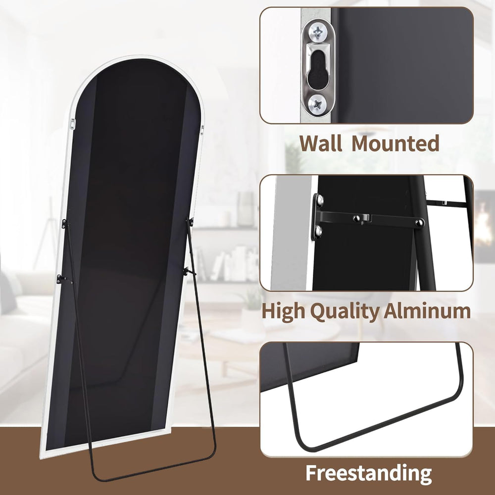 OGCAU Floor Full Length Mirror, 56"x20" Arched Full Body Mirror, White