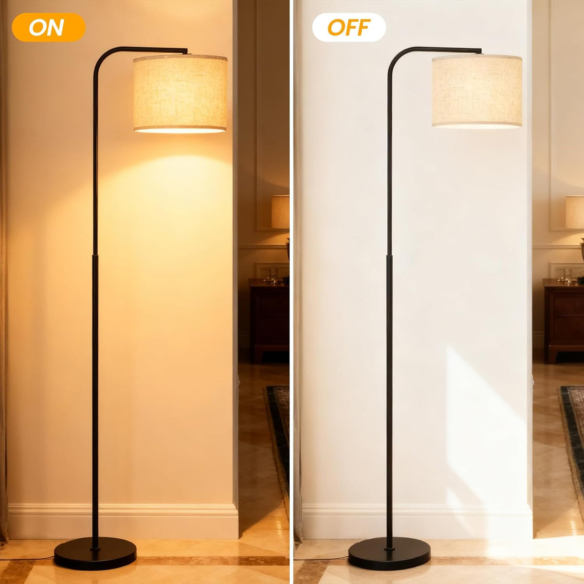 Arc Floor Lamp with Remote and Dimmable Black Floor lamps for Living Room