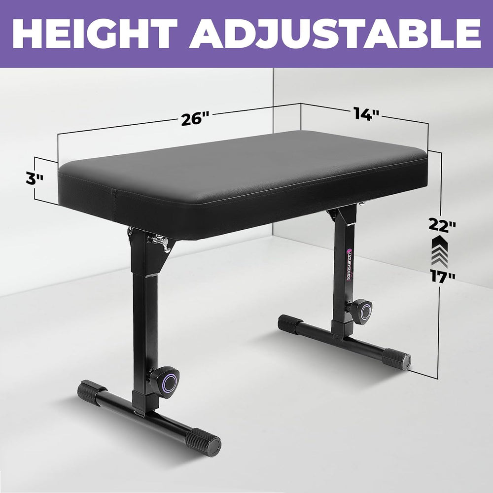 Liquid Stands Foldable Dual Adjustable Piano Bench with Black Cushion