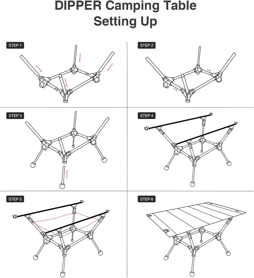 ONETIGRIS Dipper Camping Table, Lightweight Portable Table with Storage Net