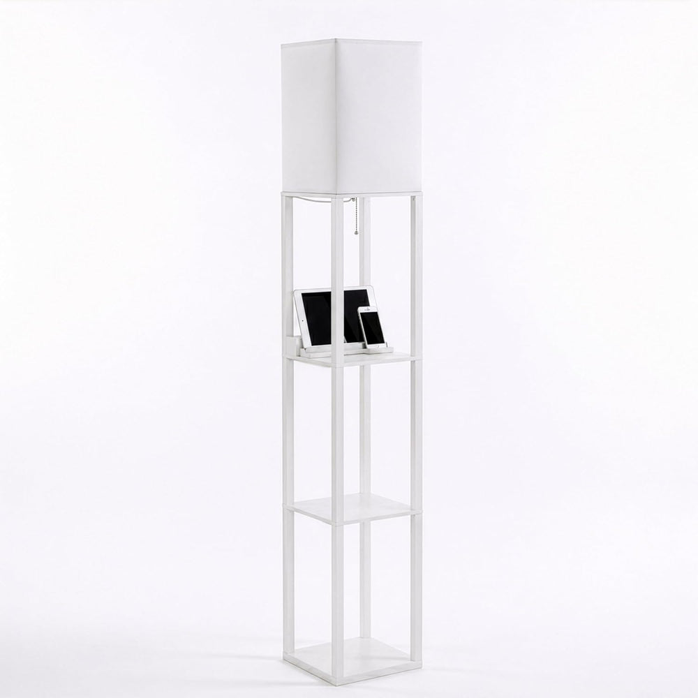 Brightech Maxwell Charger - Modern Shelf Floor Lamp with USB Charging Ports &...