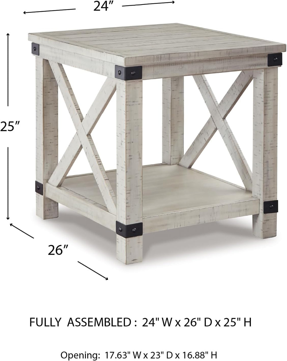 Signature Design by Ashley Carynhurst End Side Table, Farmhouse Whitewash
