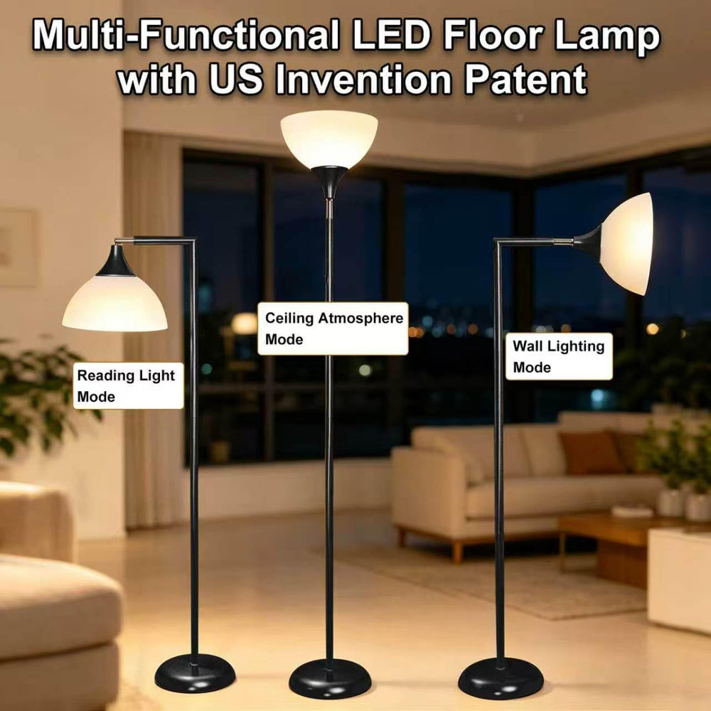 Torchiere Floor Lamp, 76" Tall Light Stand Lamp Dimmable with Remote, Black