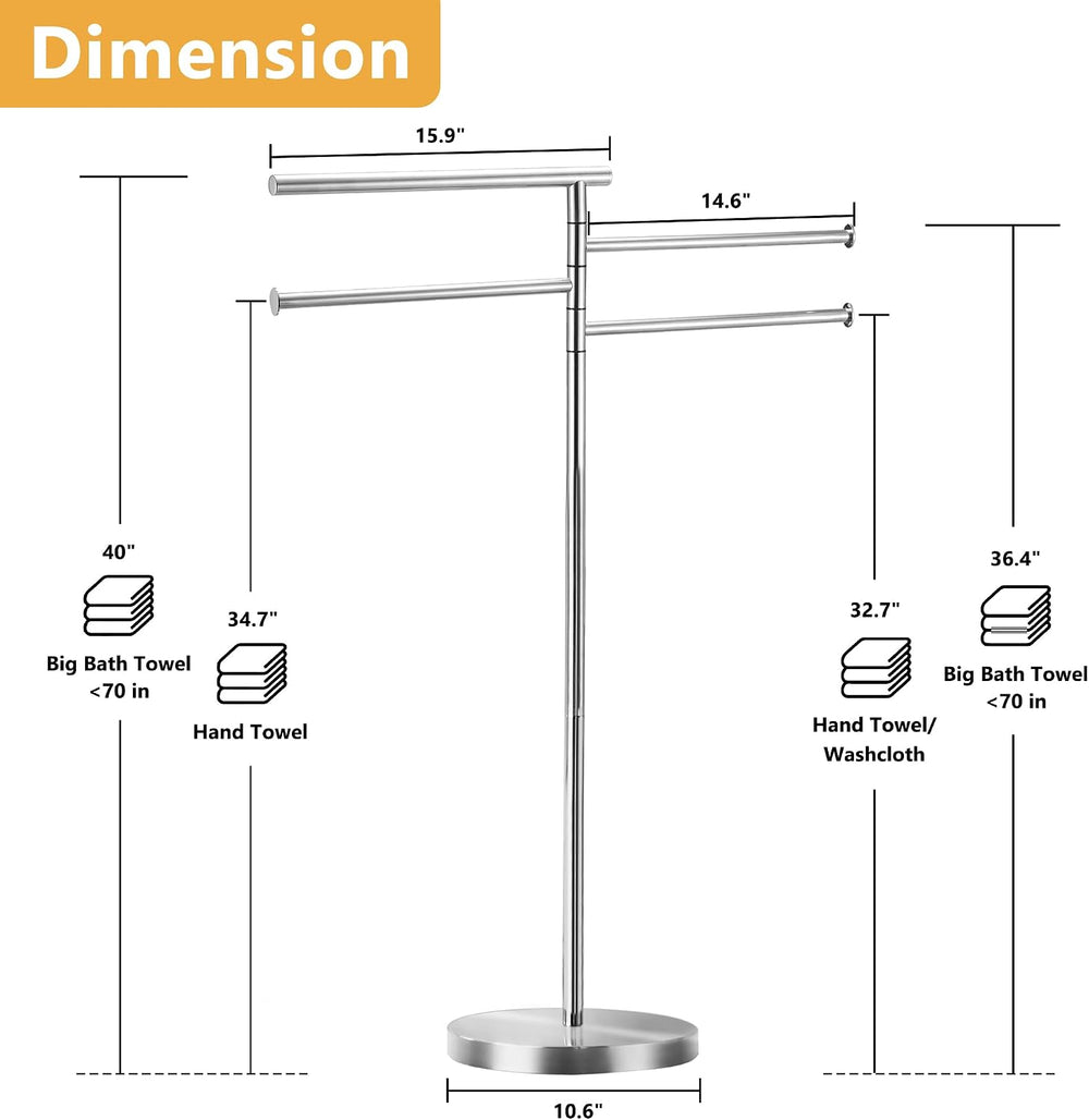 Freestanding Towel Rack, 40 Inch Tall Standing Towel Racks for Bathroom with ...