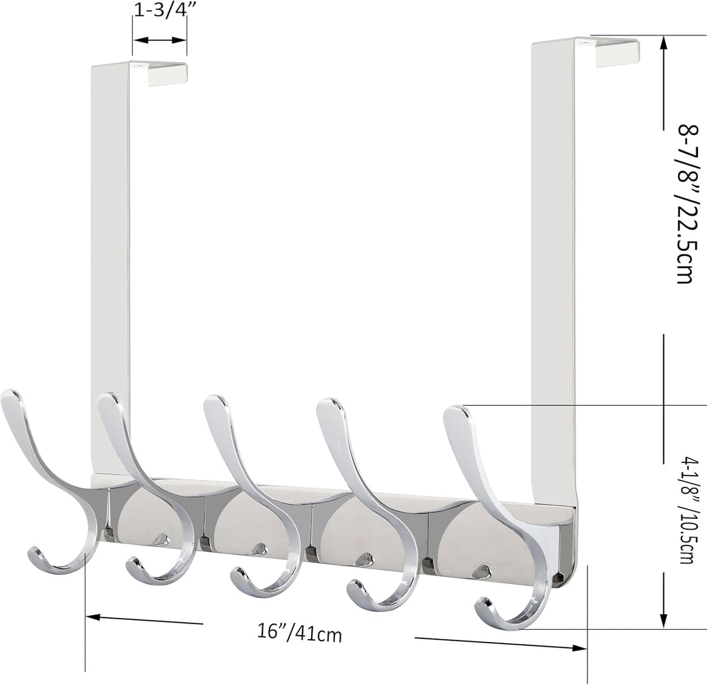 WEBI Over The Door Hook 5 Coat Hooks,Over The Door Towel Rack,Door Hanger Ove...