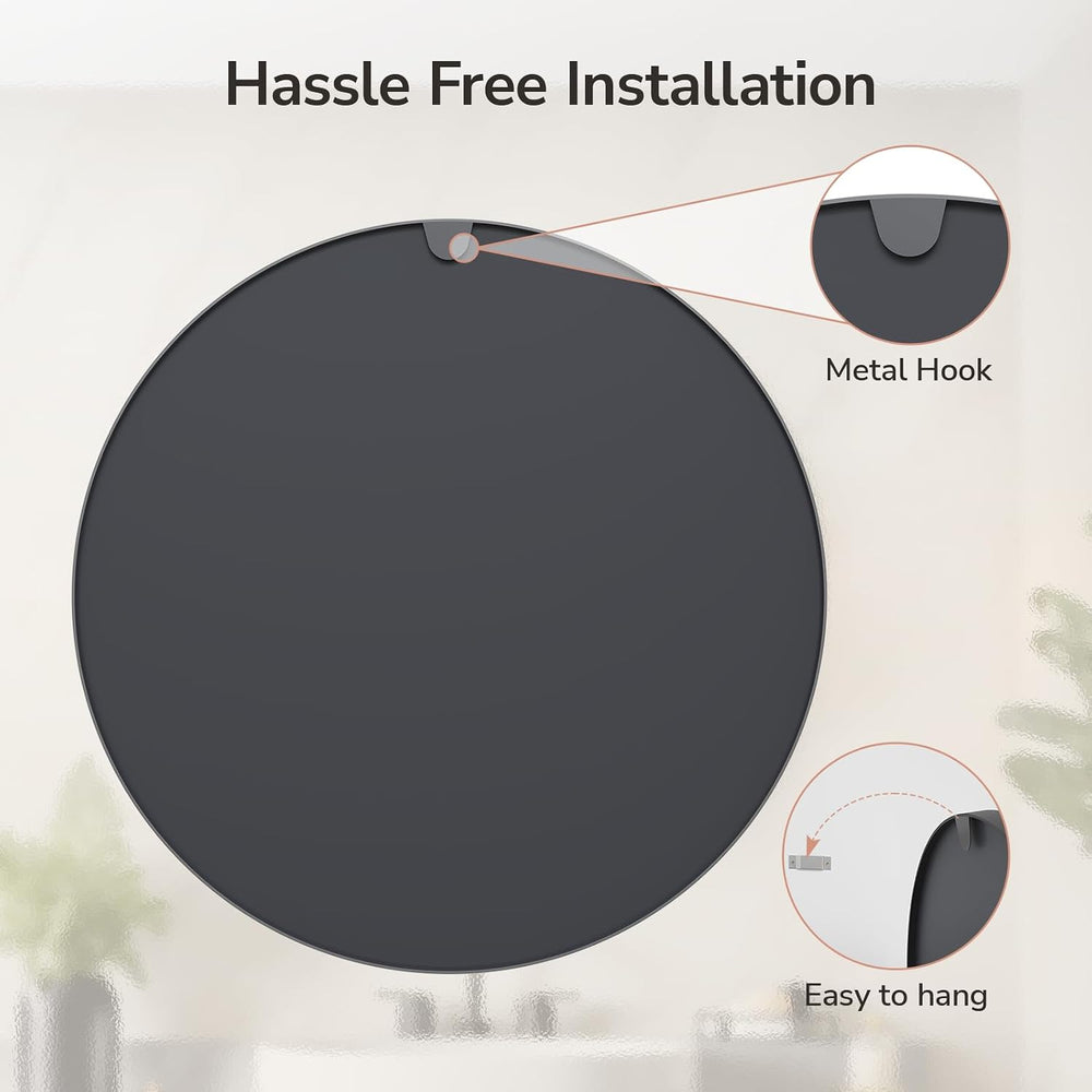 USHOWER 24 Inch Black Round Bathroom Mirror for Over Sink