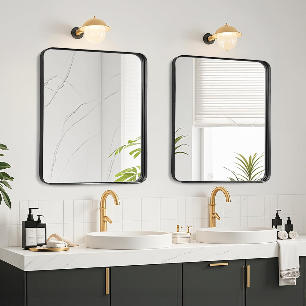 Black Bathroom Vanity Mirror Over Sink 28x28, Small Wall Square Mirror