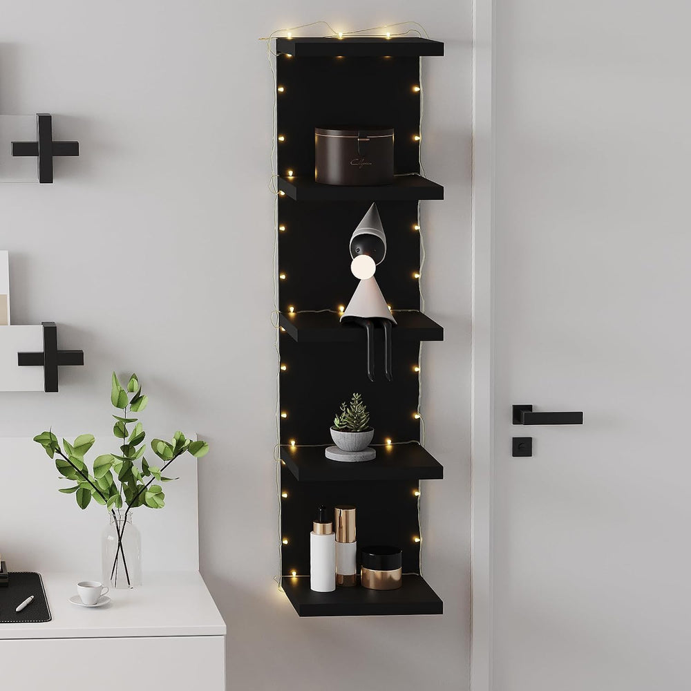 LitaEther 5 Tier Lack Floating Shelf, Black Wall Shelf Unit,Display Shelf