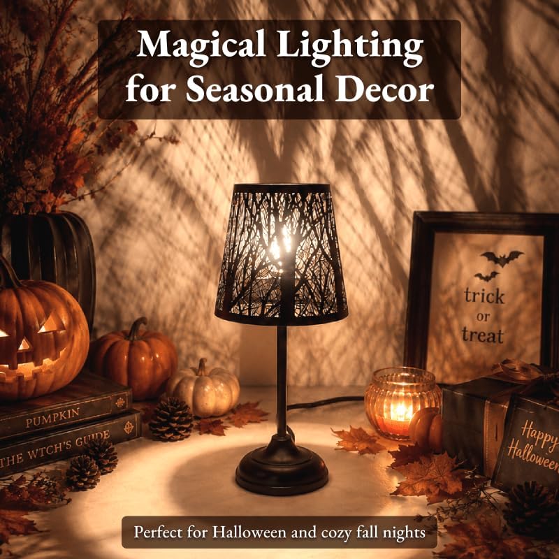 Touch Table Lamp, Tree Shadow Projection, 3-Level Dimmable Shadow Lamp