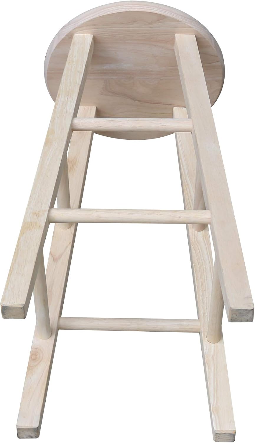 IC INTERNATIONAL CONCEPTS Solid Wood Round Top Stool, Unfinished