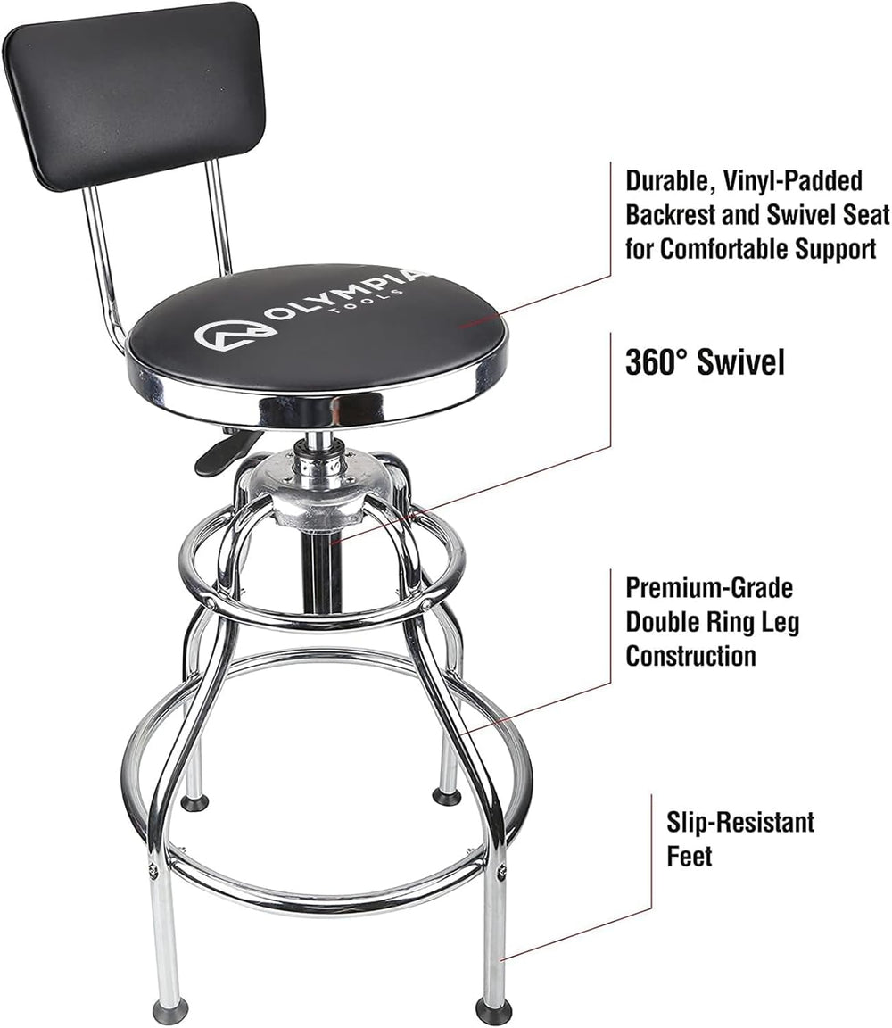 Olympia Tools 82-738 Adjustable Hydraulic Work Stool, Black