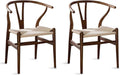Polynices Wishbone Chairs Set of 2, Rattan Dining Chairs (Walnut)