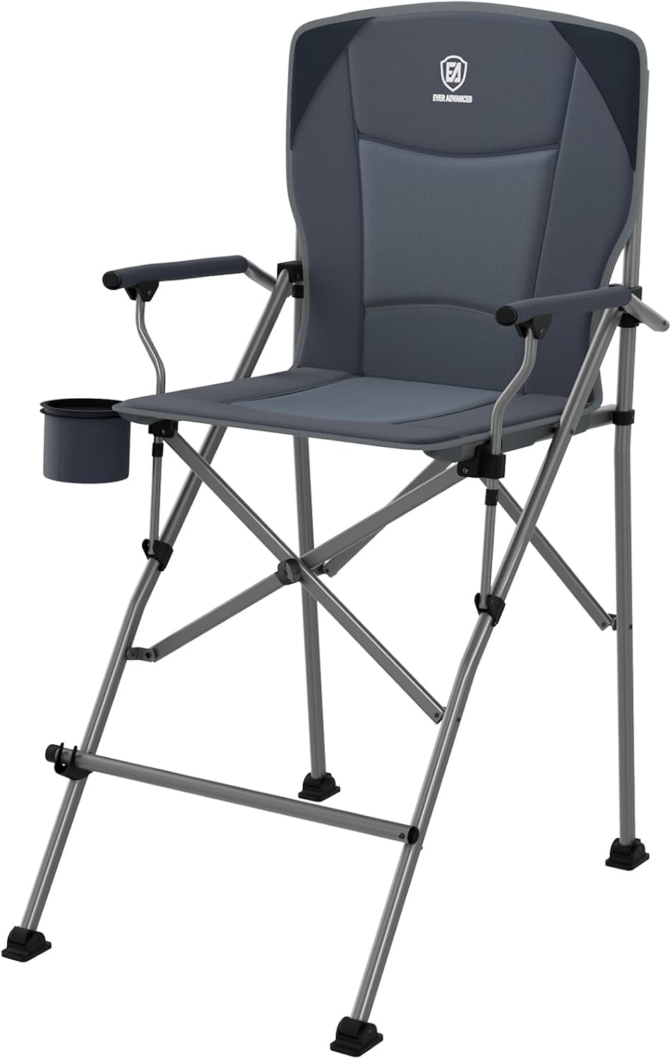 EVER ADVANCED Tall Director Chair 31" Foldable Camping with Carry Bag Grey