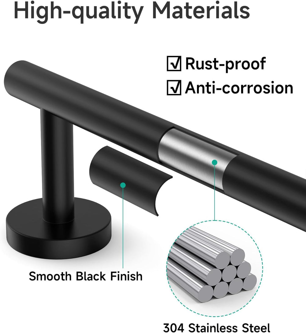 USHOWER Matte Black Bath Towel Bar, 30-Inch Towel Racks for Bathroom