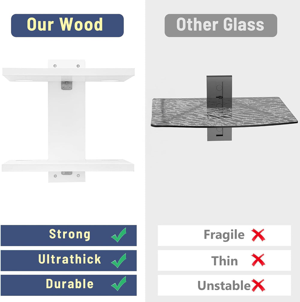 2‑Tier Floating Wall Mount TV Shelf for Projector & DVD Player,White