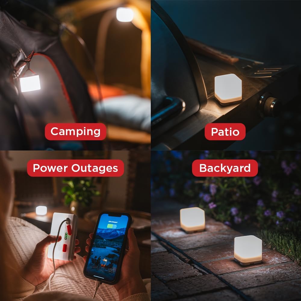 LuminAID Trio Solar Cube LED Lanterns with Phone Charger, Water Resistant