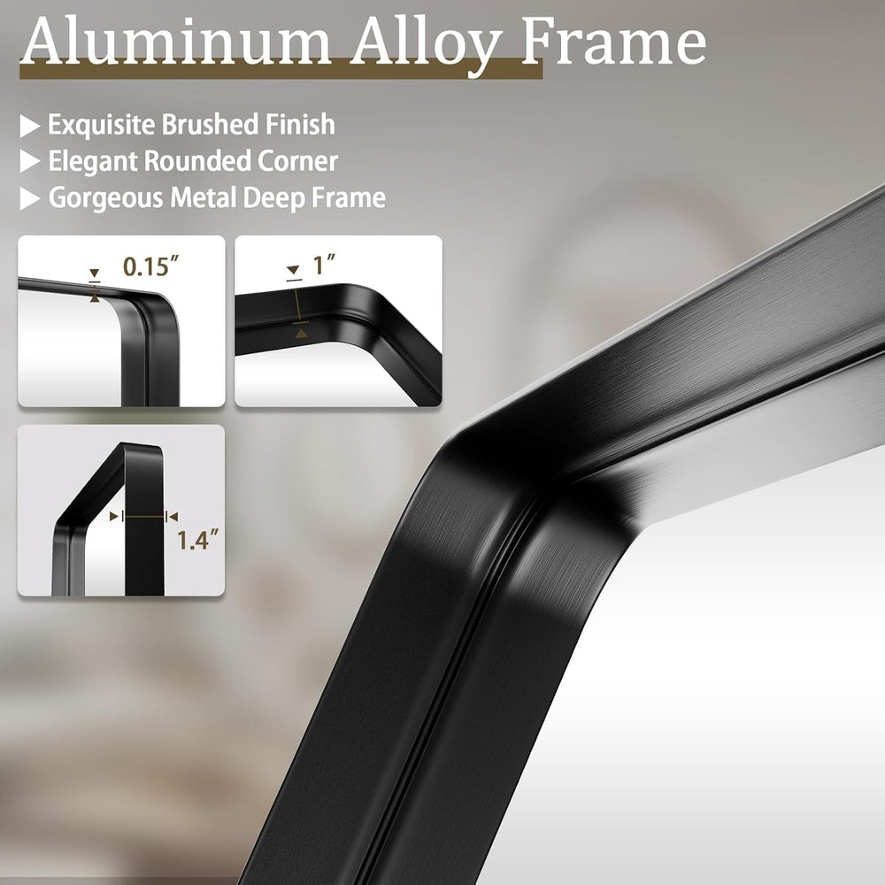 VooBang Bathroom Mirror 30"x48", Black Gorgeous Deep Frame Wall Mirror