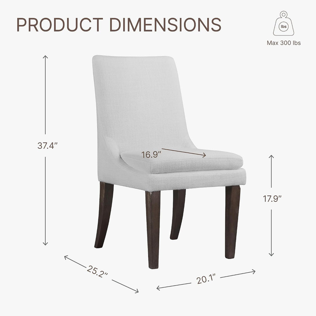 KISLOT Upholstered Dining Chairs Modern Sidechair Performance Fabric High Back Armlesschair for Diningroom Kitchen, White, Set of 2(1 Box)