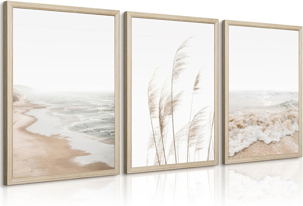 Beach Wall Art Boho Prints Coastal Canvas Wall Art Beach Pictures Pampas Gras...