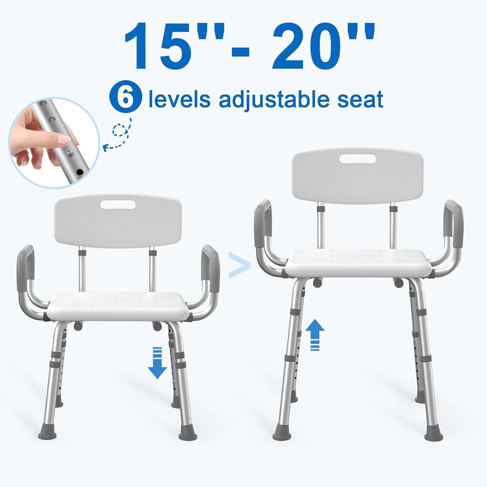 HOMLAND Shower Chair for Inside Shower with Padded Armrests and Back