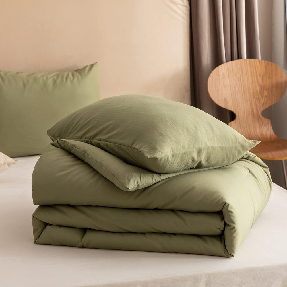 ROSGONIA Queen Comforter Set Olive Green, 3pcs Bedding Sets Queen (1 Boho Oli...