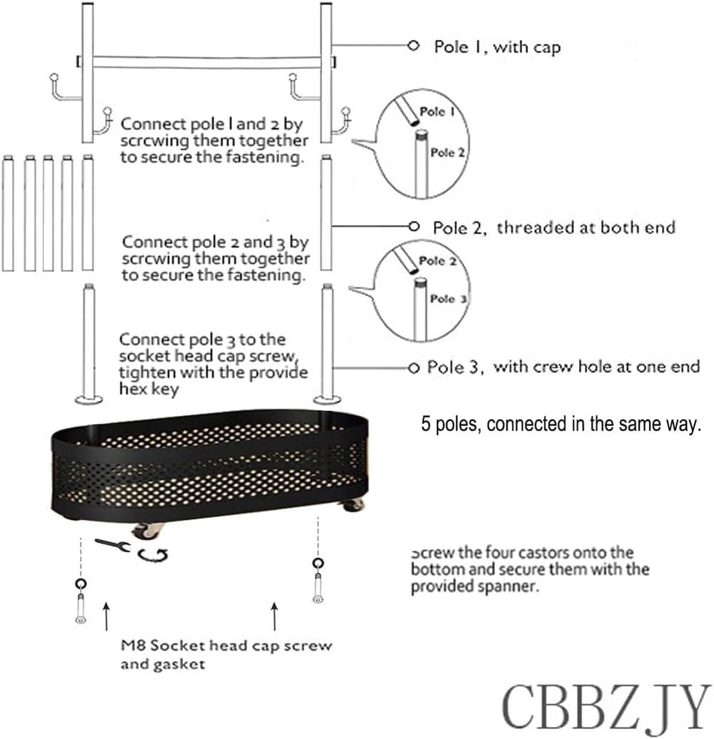 Black Wheeled Cactus Metal Coat Rack Freestanding Garment Organizer