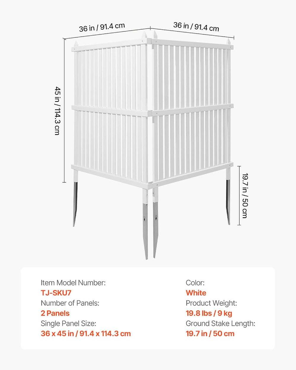 VEVOR 2 Panels Outdoor Privacy Screen, 36 x 45 in Air Conditioner Fence with ...