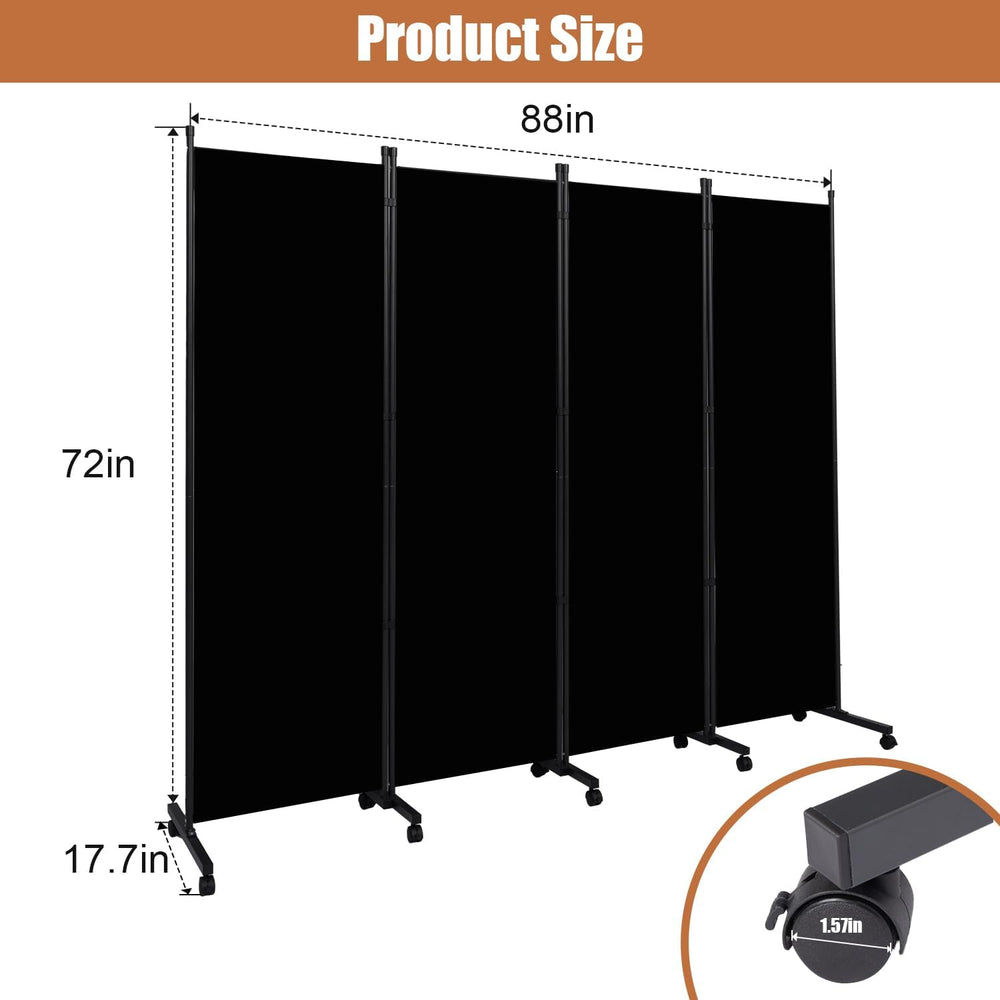 Room Divider 88'' Wide Folding Privacy Screens,4 Panel Wall Divider w...