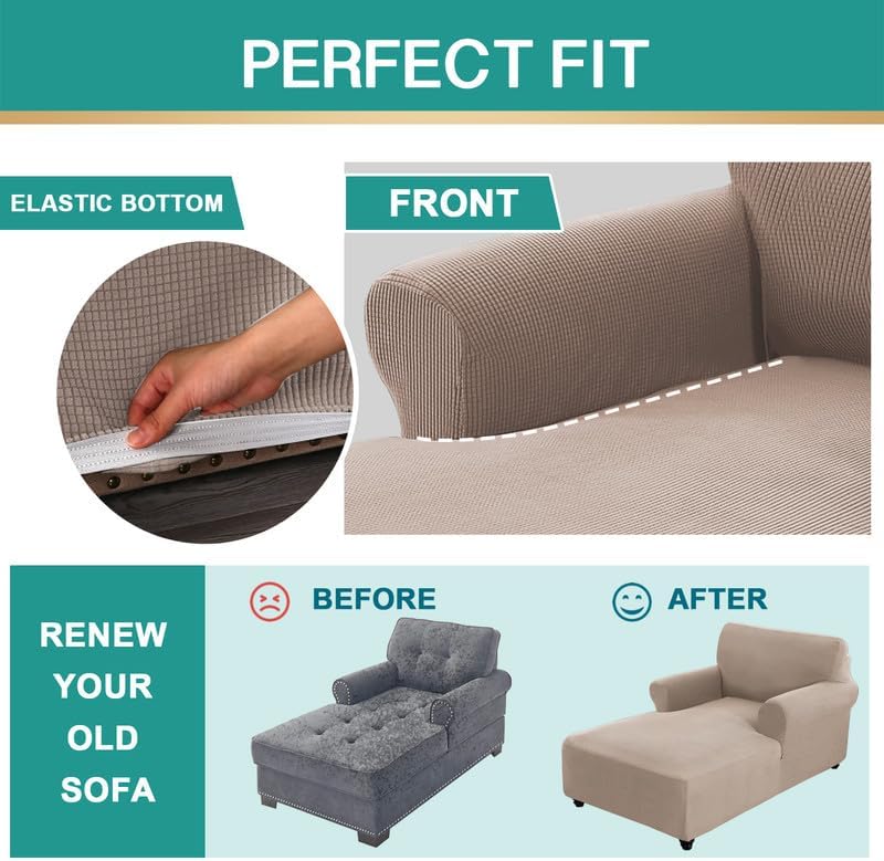Chaise Lounge Cover Stretch Sofa Chaise Chair Cover with Armrests