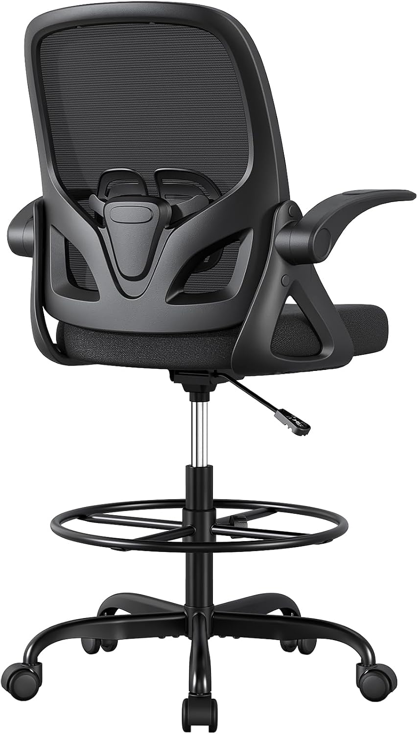 ORRSAKER Drafting Chair, Tall Office Chair with Flip-up Arms, Mesh Ergonomic ...