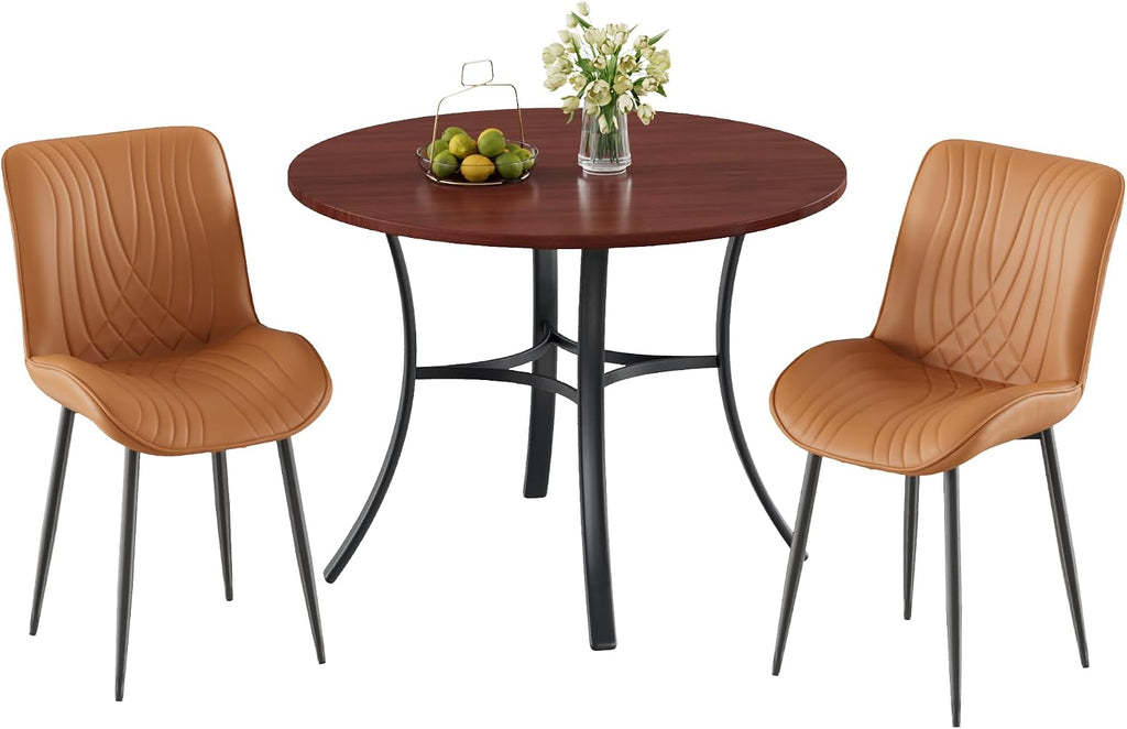 vecelo 3-piece dining table set, round tabletop with, package contents