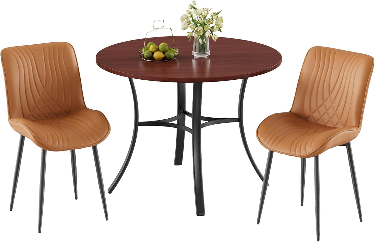 vecelo 3-piece dining table set, round tabletop with, package contents