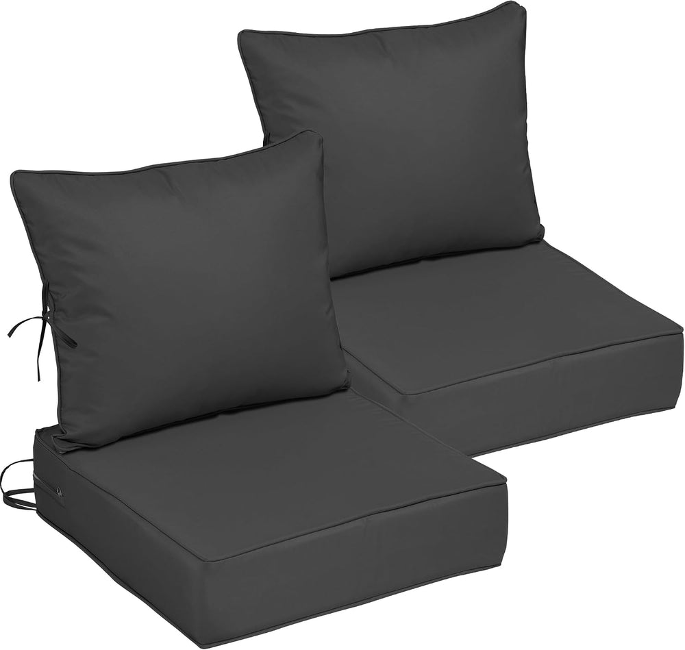 22x24 Outdoor Chair Cushions Set of 2, Waterproof Deep Seat Cushions for Pati...