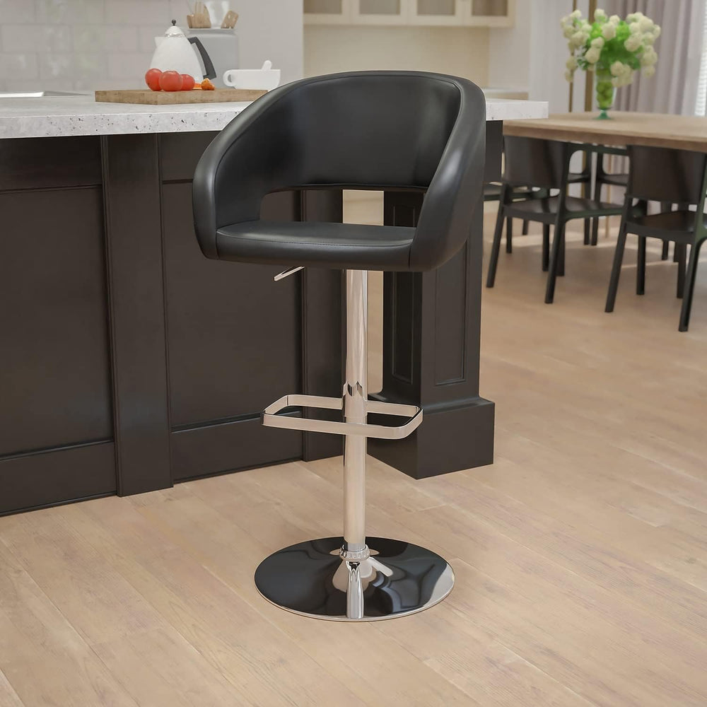 Flash Furniture Mid-Back Vinyl Barstool, Black