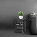 Side Table, Multifunctional Container Cabinet Style Side Table, Shipping Container Design Lockable Storage Cabinet, for Bedroom Living Room Office (Black)